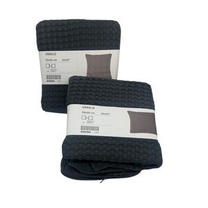 IKEA NEW (2) Vareld Pillow Cushion Cover Gray 20x20" Cotton Dense Waffle Zipper